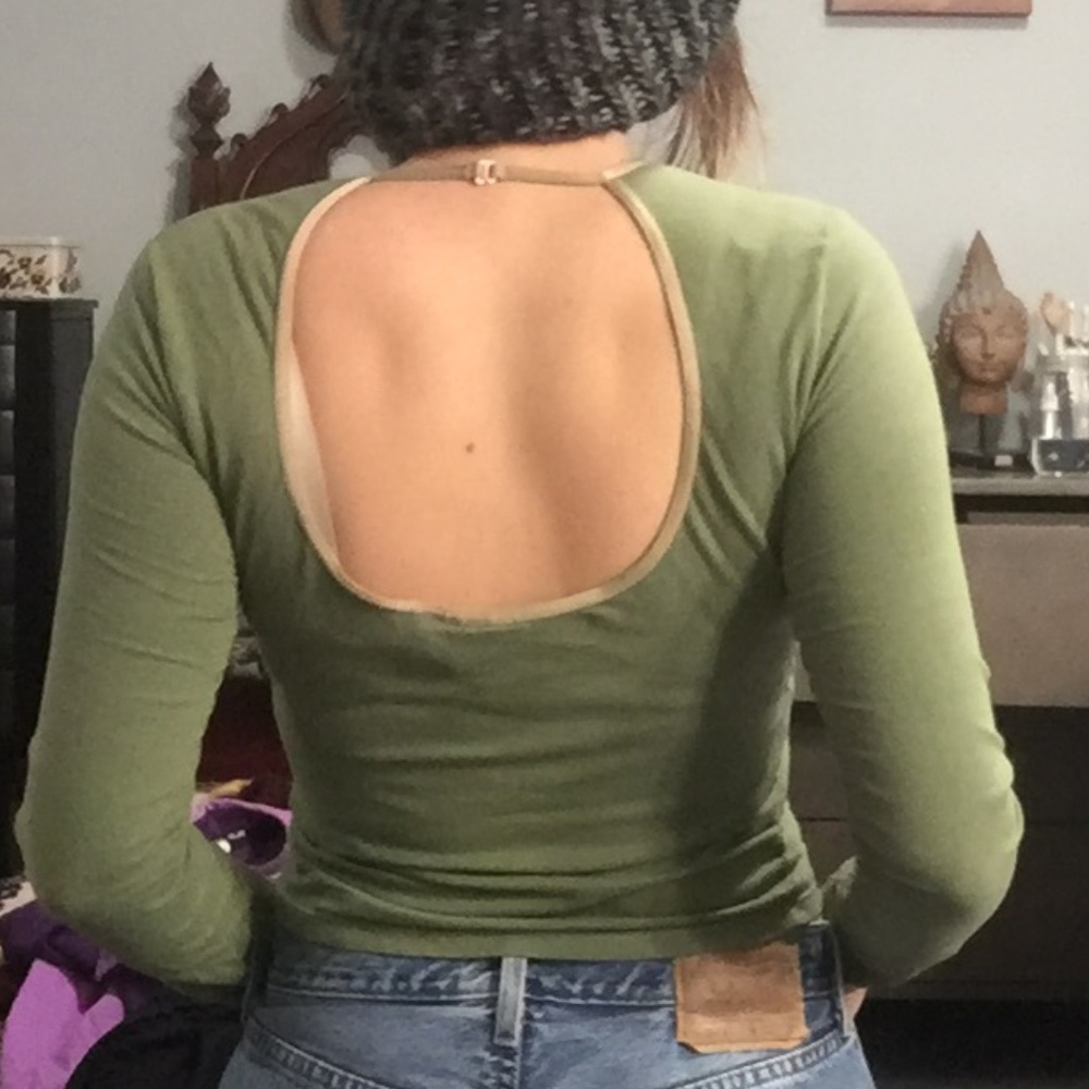 ARMANI EXCHANGE Green Circle Back Top